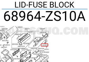 Nissan 68964ZS10A LID-FUSE BLOCK