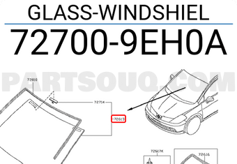 Nissan 727009EH0A GLASS-WINDSHIEL