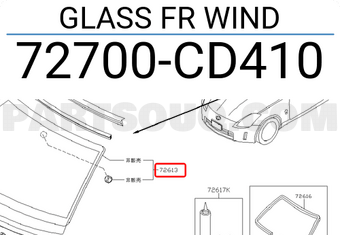 Nissan 72700CD410 GLASS FR WIND