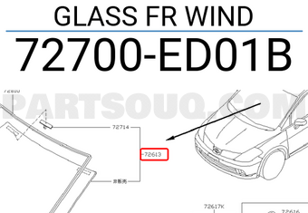 Nissan 72700ED01B GLASS FR WIND