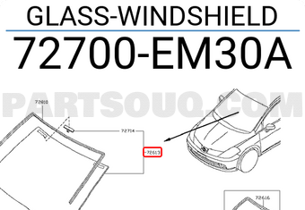 Nissan 72700EM30A GLASS-WINDSHIELD