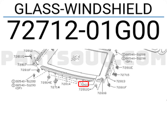 Nissan 7271201G00 GLASS-WINDSHIELD