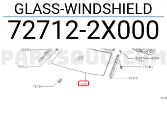 Nissan 727122X000 GLASS-WINDSHIELD