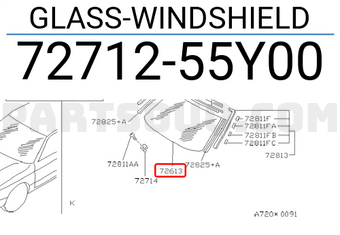 Nissan 7271255Y00 GLASS-WINDSHIELD