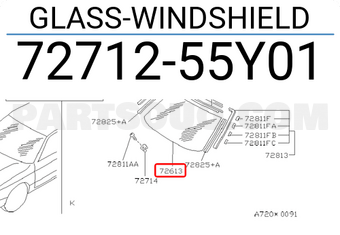 Nissan 7271255Y01 GLASS-WINDSHIELD