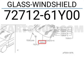 Nissan 7271261Y00 GLASS-WINDSHIELD