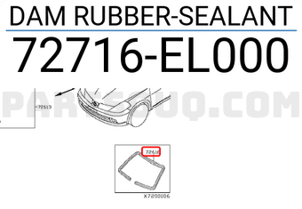 Nissan 72716EL000 DAM RUBBER-SEALANT