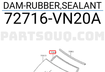 Nissan 72716VN20A DAM-RUBBER,SEALANT
