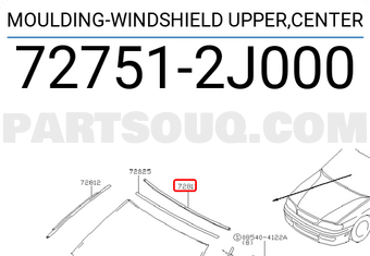 Nissan 727512J000 MOULDING-WINDSHIELD UPPER,CENTER