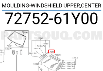 Nissan 7275261Y00 MOULDING-WINDSHIELD UPPER,CENTER