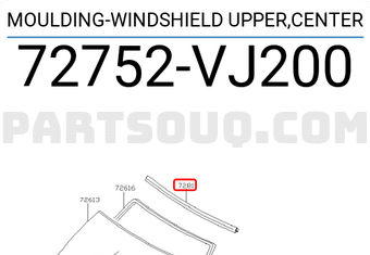 Nissan 72752VJ200 MOULDING-WINDSHIELD UPPER,CENTER