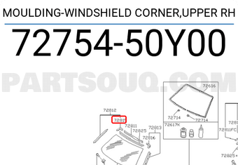 Nissan 7275450Y00 MOULDING-WINDSHIELD CORNER,UPPER RH