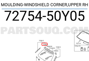 Nissan 7275450Y05 MOULDING-WINDSHIELD CORNER,UPPER RH