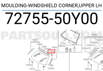 Nissan 7275550Y00 MOULDING-WINDSHIELD CORNER,UPPER LH