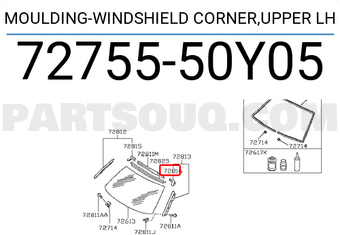 Nissan 7275550Y05 MOULDING-WINDSHIELD CORNER,UPPER LH
