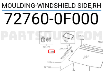 Nissan 727600F000 MOULDING-WINDSHIELD SIDE,RH