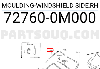 Nissan 727600M000 MOULDING-WINDSHIELD SIDE,RH