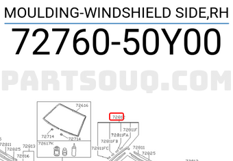 Nissan 7276050Y00 MOULDING-WINDSHIELD SIDE,RH