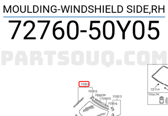Nissan 7276050Y05 MOULDING-WINDSHIELD SIDE,RH