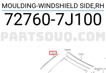 Nissan 727607J100 MOULDING-WINDSHIELD SIDE,RH