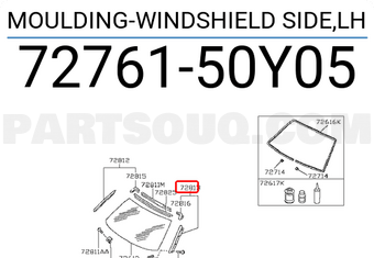 Nissan 7276150Y05 MOULDING-WINDSHIELD SIDE,LH