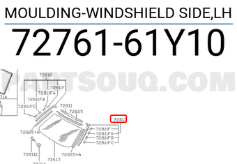Nissan 7276161Y10 MOULDING-WINDSHIELD SIDE,LH