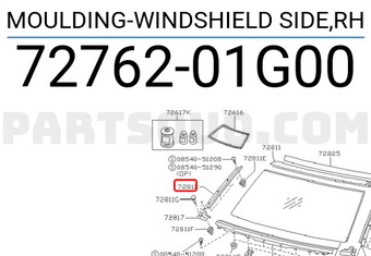 Nissan 7276201G00 MOULDING-WINDSHIELD SIDE,RH