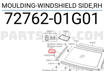 Nissan 7276201G01 MOULDING-WINDSHIELD SIDE,RH