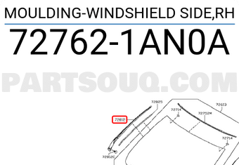 Nissan 727621AN0A MOULDING-WINDSHIELD SIDE,RH
