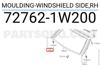Nissan 727621W200 MOULDING-WINDSHIELD SIDE,RH