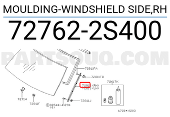 Nissan 727622S400 MOULDING-WINDSHIELD SIDE,RH