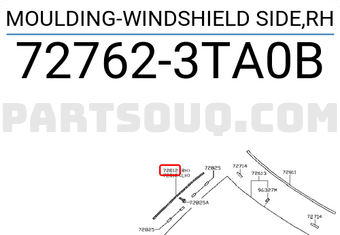 Nissan 727623TA0B MOULDING-WINDSHIELD SIDE,RH