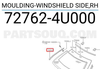 Nissan 727624U000 MOULDING-WINDSHIELD SIDE,RH