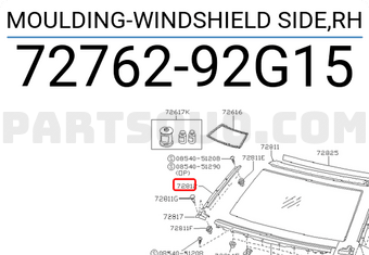 Nissan 7276292G15 MOULDING-WINDSHIELD SIDE,RH