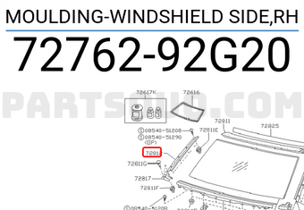 Nissan 7276292G20 MOULDING-WINDSHIELD SIDE,RH