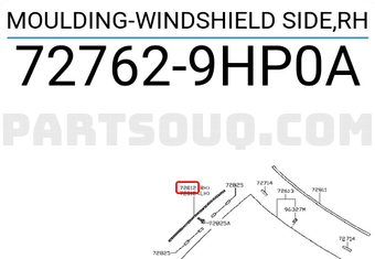 Nissan 727629HP0A MOULDING-WINDSHIELD SIDE,RH