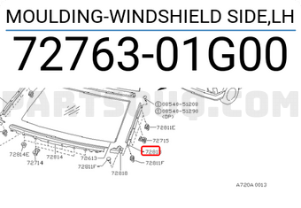 Nissan 7276301G00 MOULDING-WINDSHIELD SIDE,LH