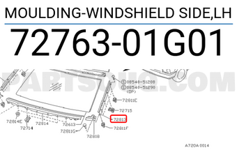 Nissan 7276301G01 MOULDING-WINDSHIELD SIDE,LH