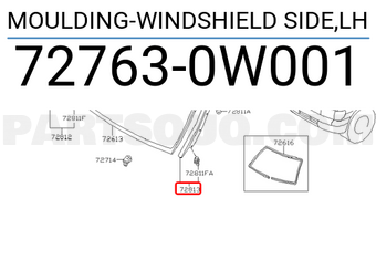Nissan 727630W001 MOULDING-WINDSHIELD SIDE,LH
