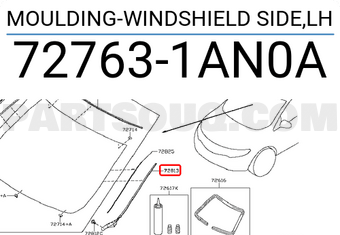 Nissan 727631AN0A MOULDING-WINDSHIELD SIDE,LH