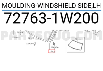 Nissan 727631W200 MOULDING-WINDSHIELD SIDE,LH