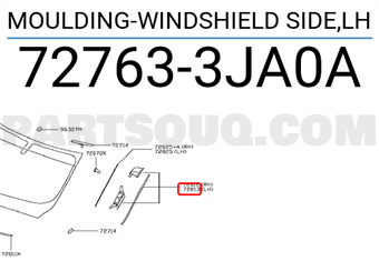 Nissan 727633JA0A MOULDING-WINDSHIELD SIDE,LH