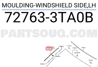Nissan 727633TA0B MOULDING-WINDSHIELD SIDE,LH