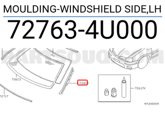 Nissan 727634U000 MOULDING-WINDSHIELD SIDE,LH