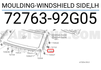 Nissan 7276392G05 MOULDING-WINDSHIELD SIDE,LH