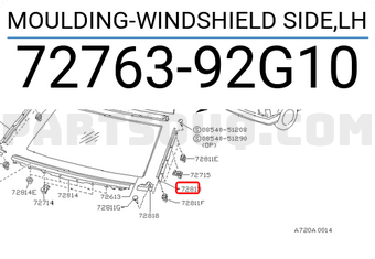 Nissan 7276392G10 MOULDING-WINDSHIELD SIDE,LH