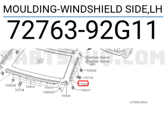 Nissan 7276392G11 MOULDING-WINDSHIELD SIDE,LH
