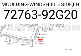 Nissan 7276392G20 MOULDING-WINDSHIELD SIDE,LH