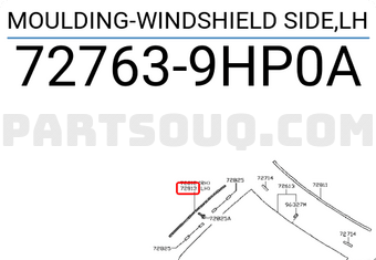 Nissan 727639HP0A MOULDING-WINDSHIELD SIDE,LH