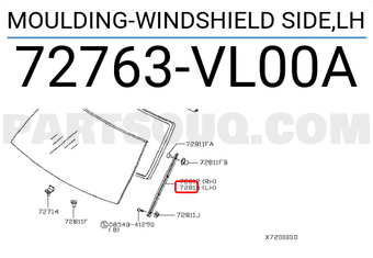 Nissan 72763VL00A MOULDING-WINDSHIELD SIDE,LH